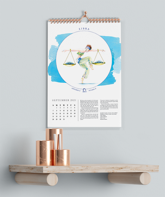 Sample Zodiac Women Calendar September page